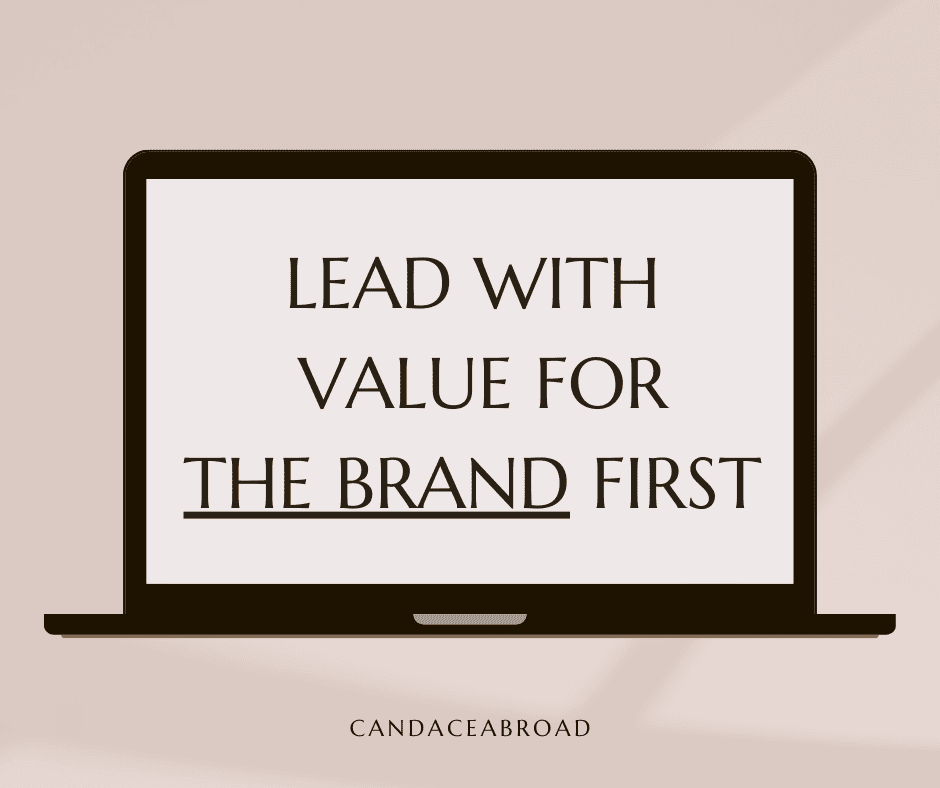 lead with value first for the brand